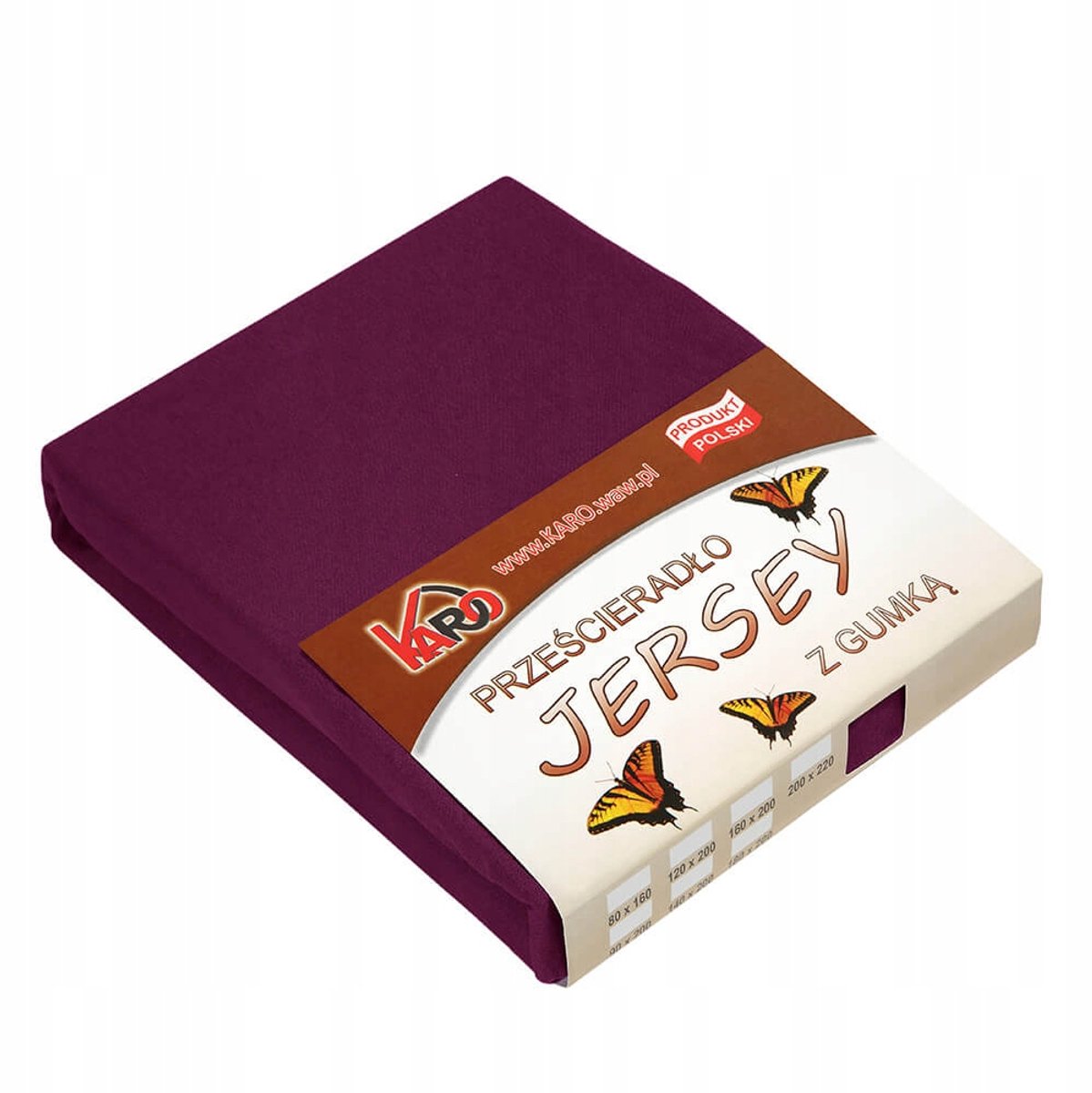 Jersey laken met elastiek 200x200 cm, pruimkleurig