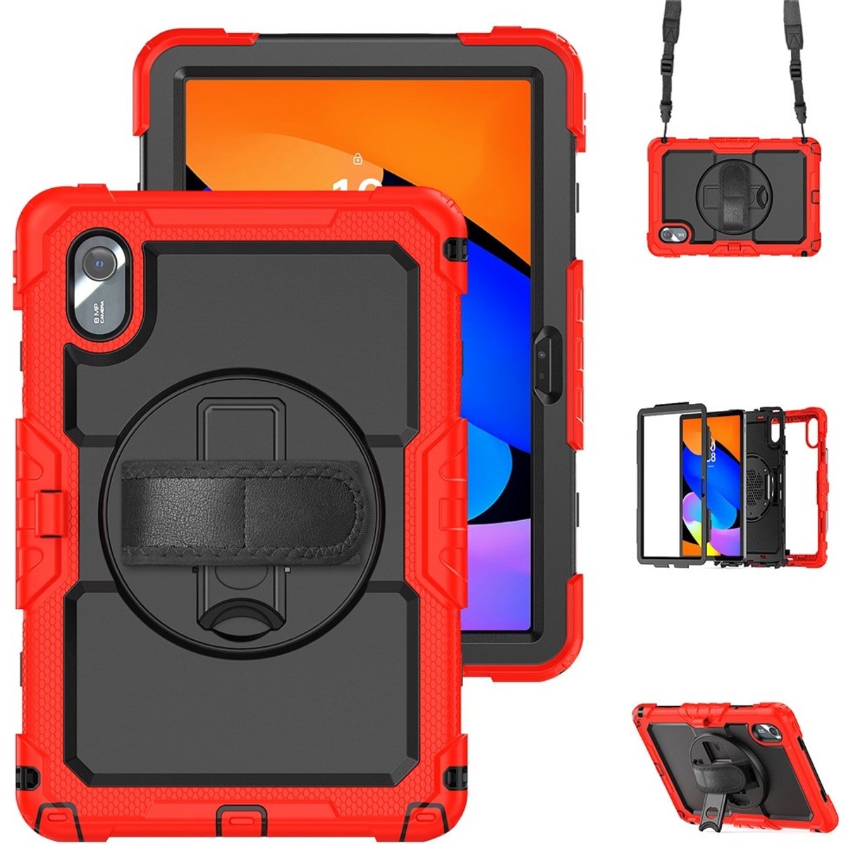 Coverup Tablethoes geschikt voor Lenovo Idea Tab 11 Hoesje - Heavy Duty Case met Schouderstrap - Rood