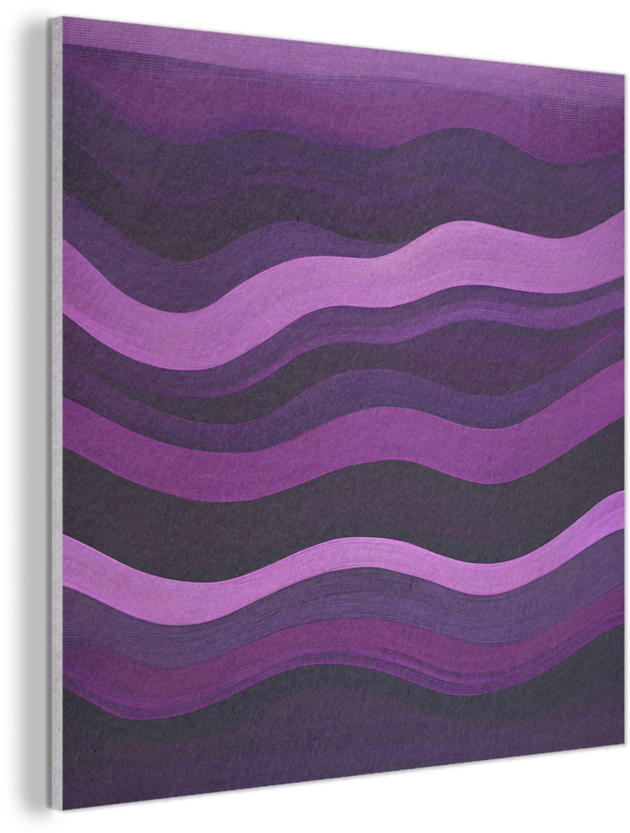 Akoestisch wandpaneel 90x90 cm - Vilt schilderij Lijnen - Golven - Paars - Abstract - Akoestische panelen - Geluidsdempende wanddecoratie - Geluidsisolatie woonkamer - Muurdecoratie geluidspanelen