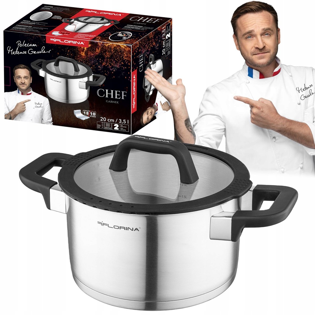Flore Chef Kookpan RVS 20CM 3,5L - MATERUSZ GOSLER