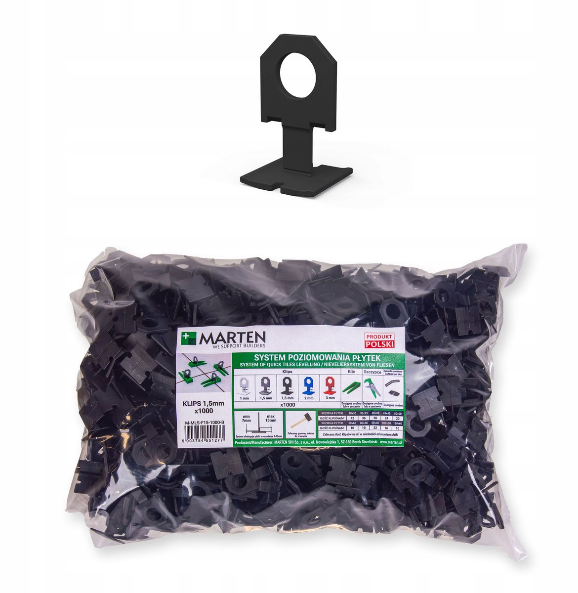Marten Tegel Levelling Systeem - 1000 Clips 1.5mm - Minder Lijm