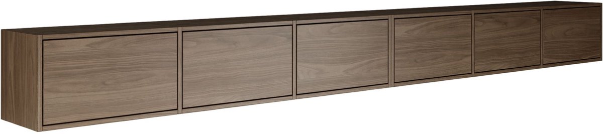 Selsey Framme – Hangend tv-meubel met zes kleppen 300 cm, houtlook walnoot Wisconsin