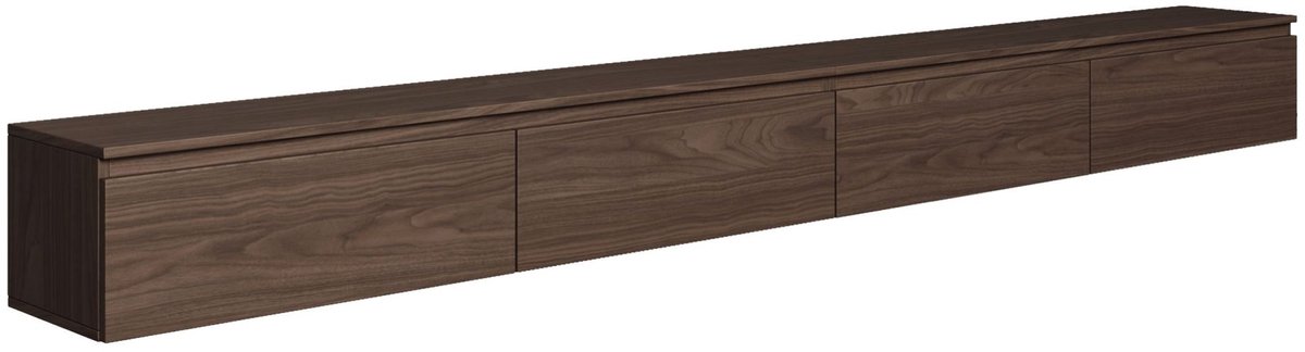 Selsey Bemmi – Hangend tv-meubel met vier kleppen 300 cm, houtlook walnoot
