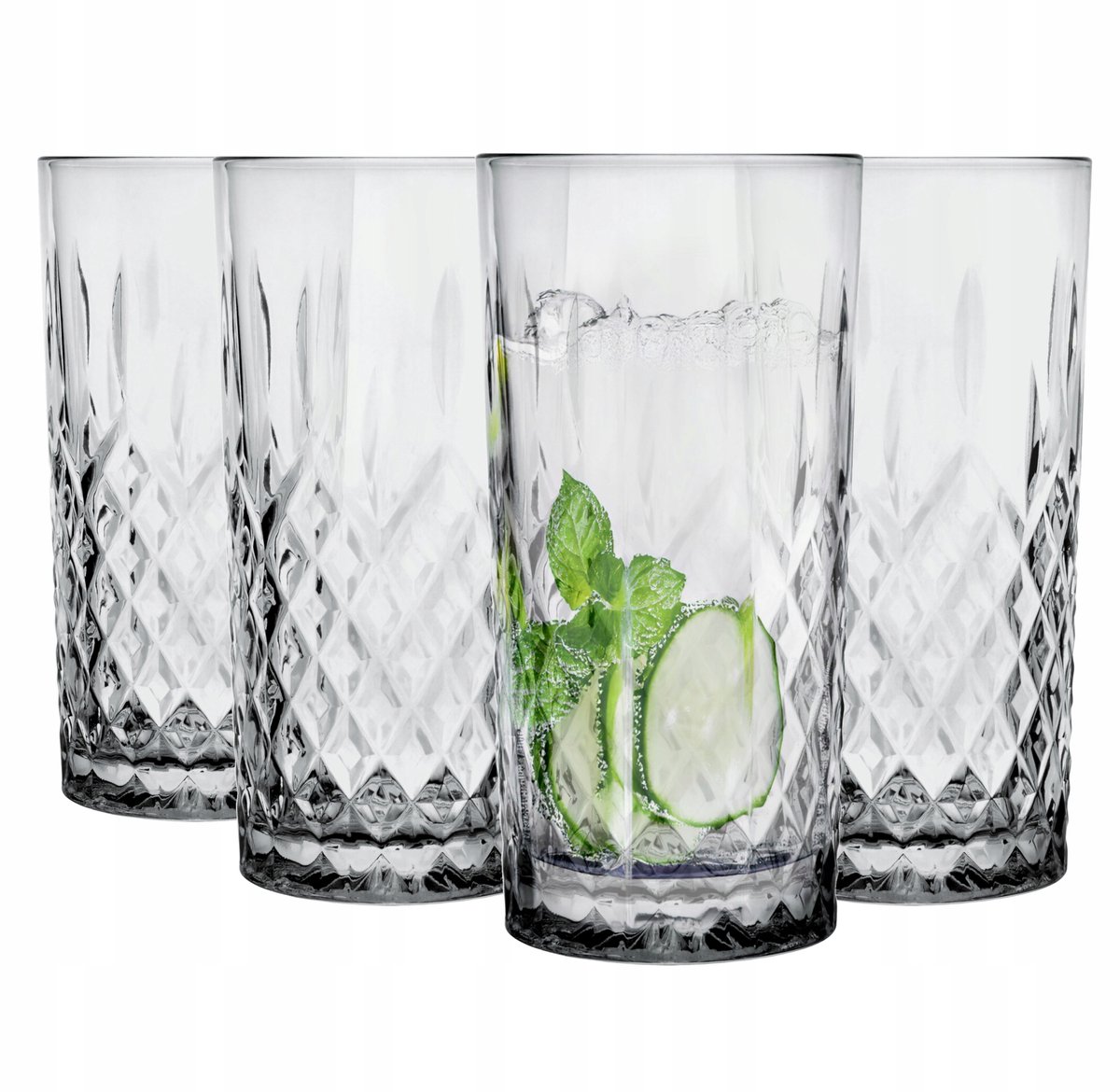 Glasmark Hoge Glazen Set van 4, Grijs, 300ml - Stijlvol en Duurzaam