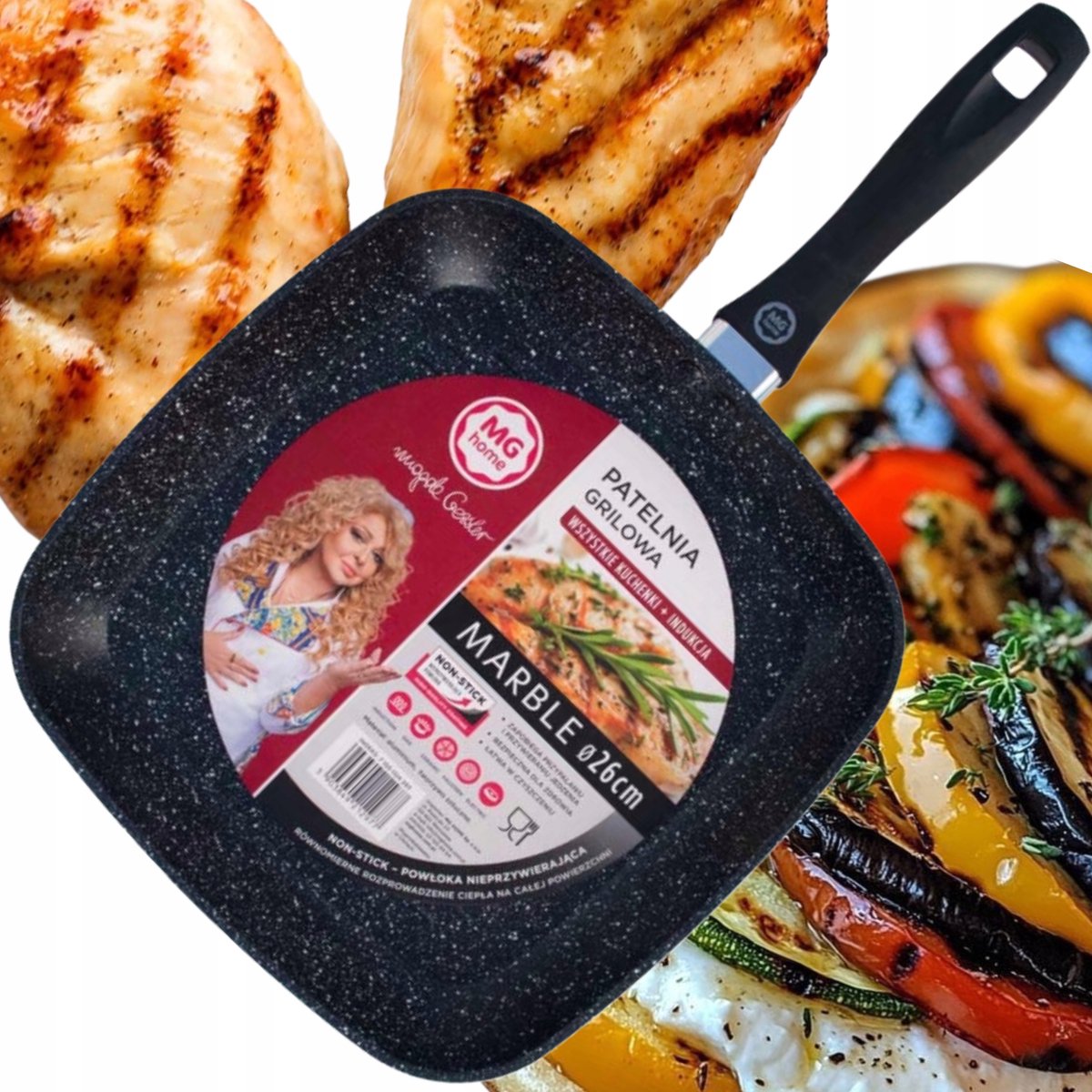 MG Home Grillpan Vierkant 26cm Marmere Non-Stick