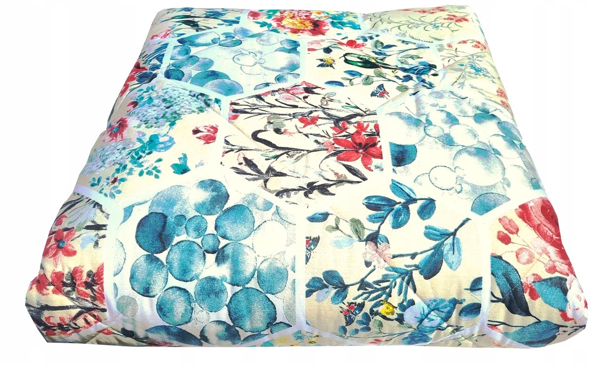 Lichte zomerkamersprei 220x200 cm, katoen, beige bloemmozaïek