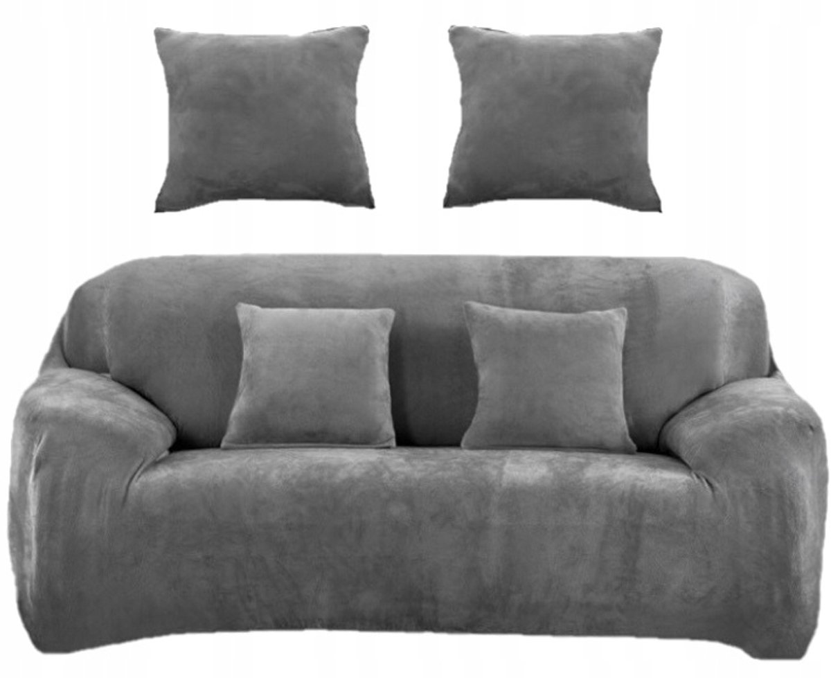 Elastiek Pluche Bankhoes Lichtgrijs 145-185 cm
