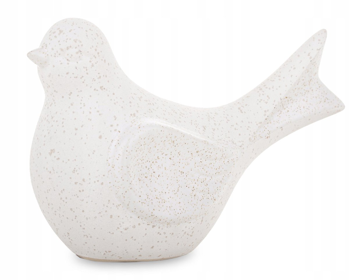 Witte Vogel Figuur Decoratie Keramiek Woondecoratie 12x18x8 cm