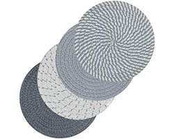 PromoHome Set van 4 gevlochten pannenonderzetters - Milieuvriendelijk katoen - Hittebestendig