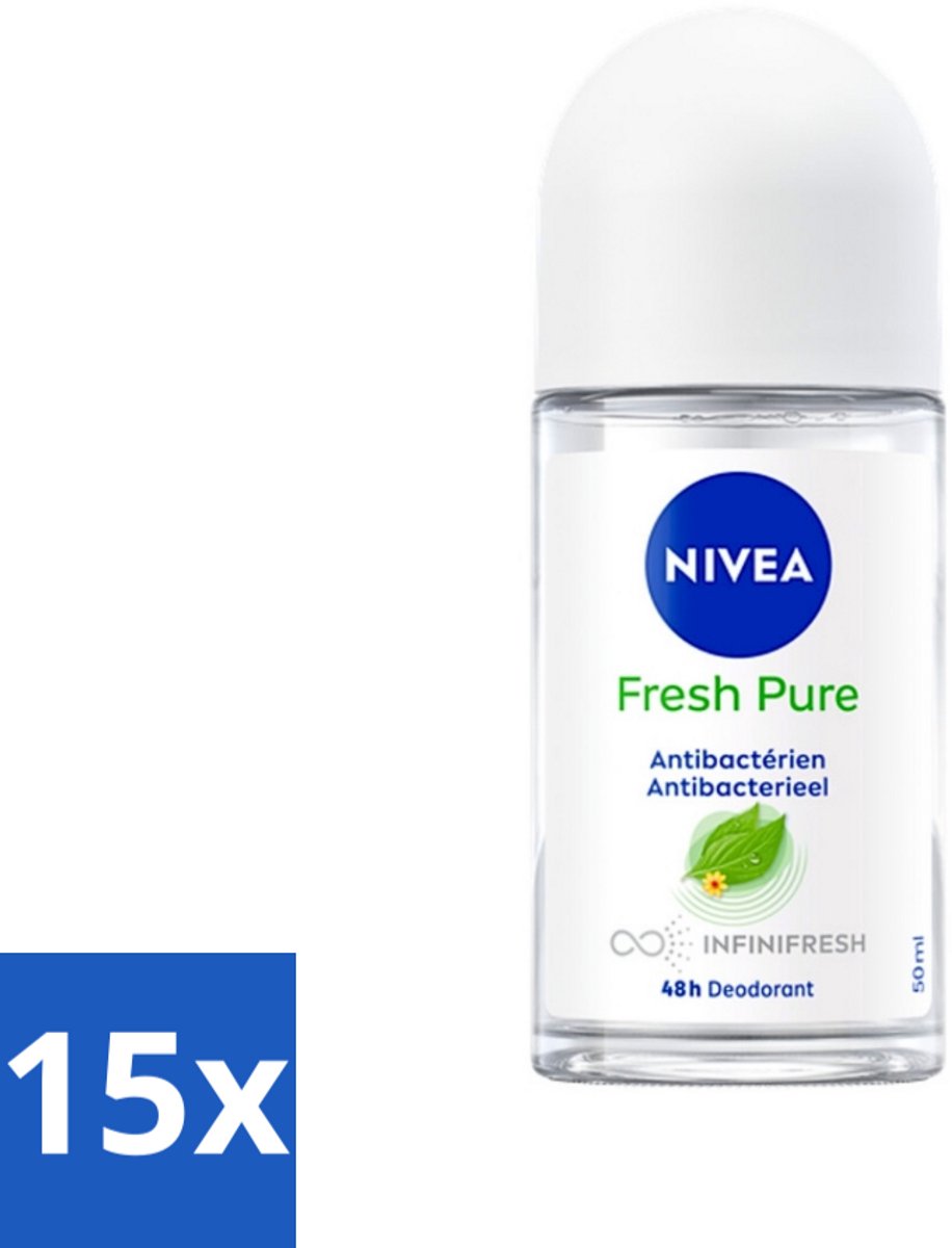15 x Nivea - Deodorant - Roller - Fresh Pure - 48 Uur Lang Werkend - 50 ml - NIVEA Fresh Pure Deodorant Roller - 48 Uur Bescherming - Aluminiumvrij - Parabenenvrij - Huidvriendelijk