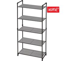 Hoppa! Magazijnstelling - Opbergrek, stellingkast, werkplaatskast, 63.8x30x129.5 (BxDxH), belastbaar tot 875 kg (175 kg per plank), 5 verstelbare legplanken, metalen legplank, legplank zonder bouten, zwaar rek, kelderrek voor zwaar gebruik - Greige