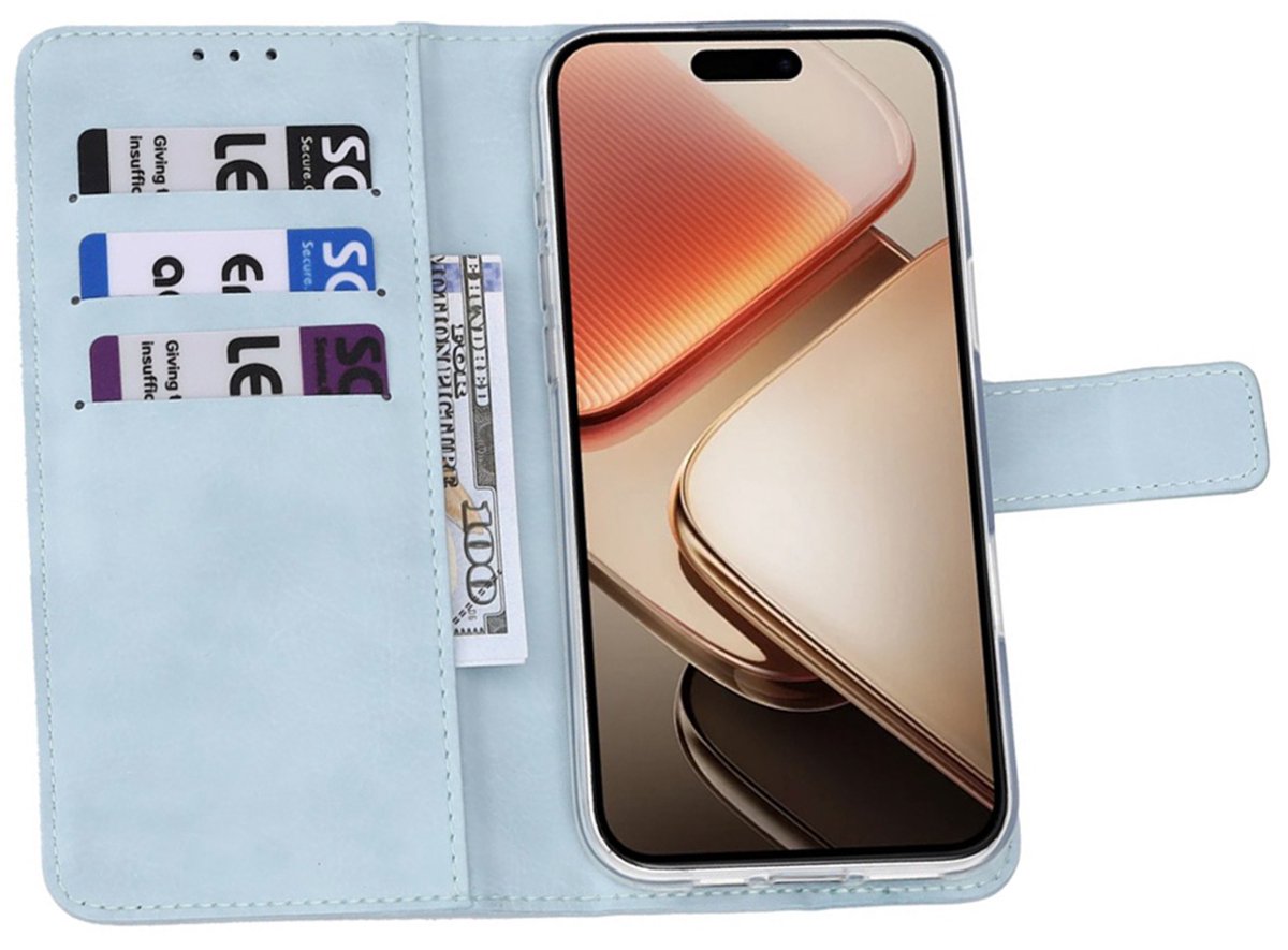 CaseBoutique Bookcase hoesje geschikt voor Google Pixel 10 Pro - Effen Aqua - Kunstleer