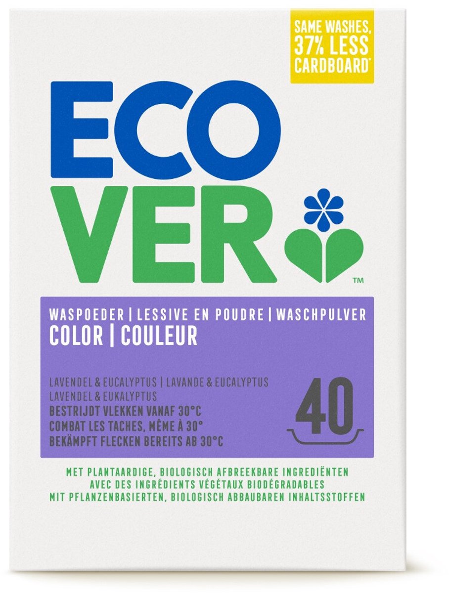 2 x Ecover - Waspoeder Color - Voor gekleurde was - 3 kg - 40 wasbeurten - Waspoeder - Gekleurde Kleding - Wasmiddelen - Ecologisch - Biologisch Afbreekbaar