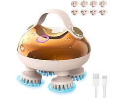 Elektrische Hoofdmassage - met 8 Vervangbare Siliconen Massagekoppen - Waterdichte Hoofdhuidstimulator voor Haarverzorging en Ontspanning - Draadloos en Oplaadbaar met 3 Snelheden - Geschikt voor Hoofd, Nek en Lichaam