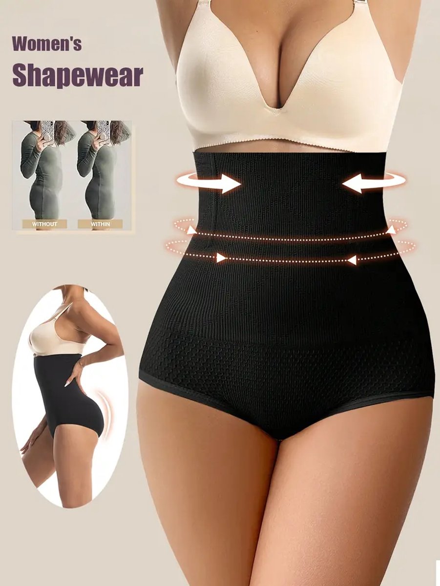 Karma 1 Stuk Hoge Taille Vormgevende Slipjes Tailletrainer Body Shaper Buikhoes Vrouwen Platte Buik Controle Slipjes Heupen Billift Slips Dames Ondergoed Shapewear zwart