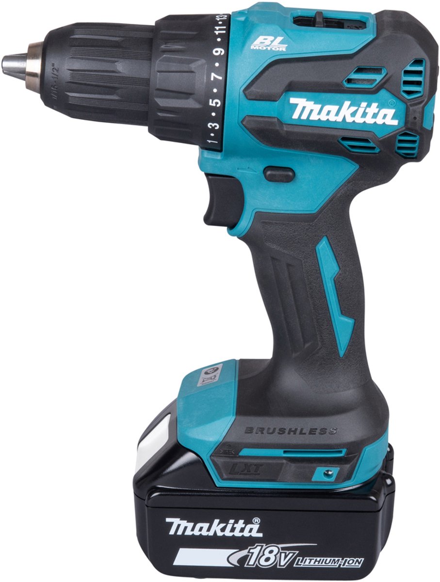 Makita DHP490RFX3 18 Volt accu LXT klopboormachine met 74 delige bitset in koffer en 2x 3.0Ah li-ion accus en lader – foto 3
