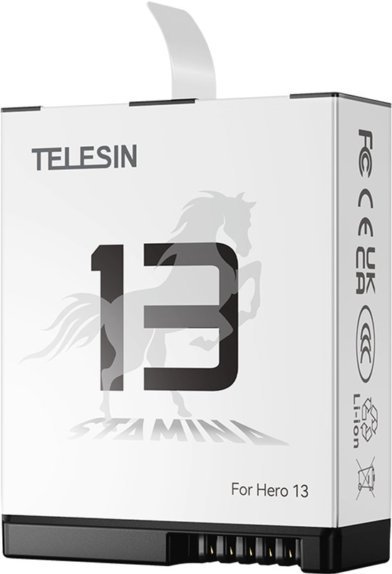Telesin oplaadbare Li-ion batterij 1950 mAh voor GoPro HERO 13, lange gebruiksduur, weerbestendig, lichtgewicht