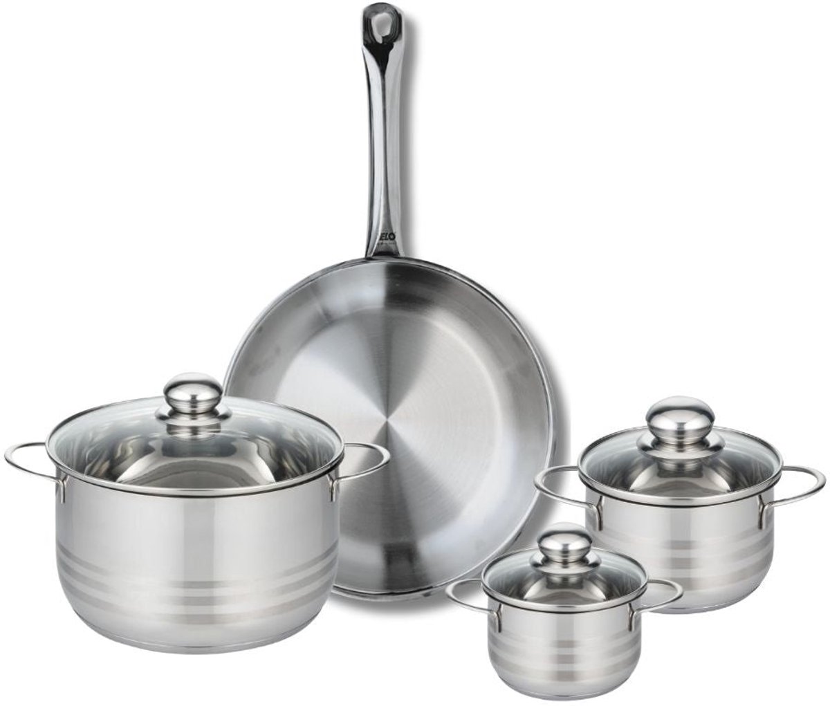 Set van 1 Koekenpan 28 cm en 3 kookpotten 12, 14 en 20 cm Elo Profi Brillant