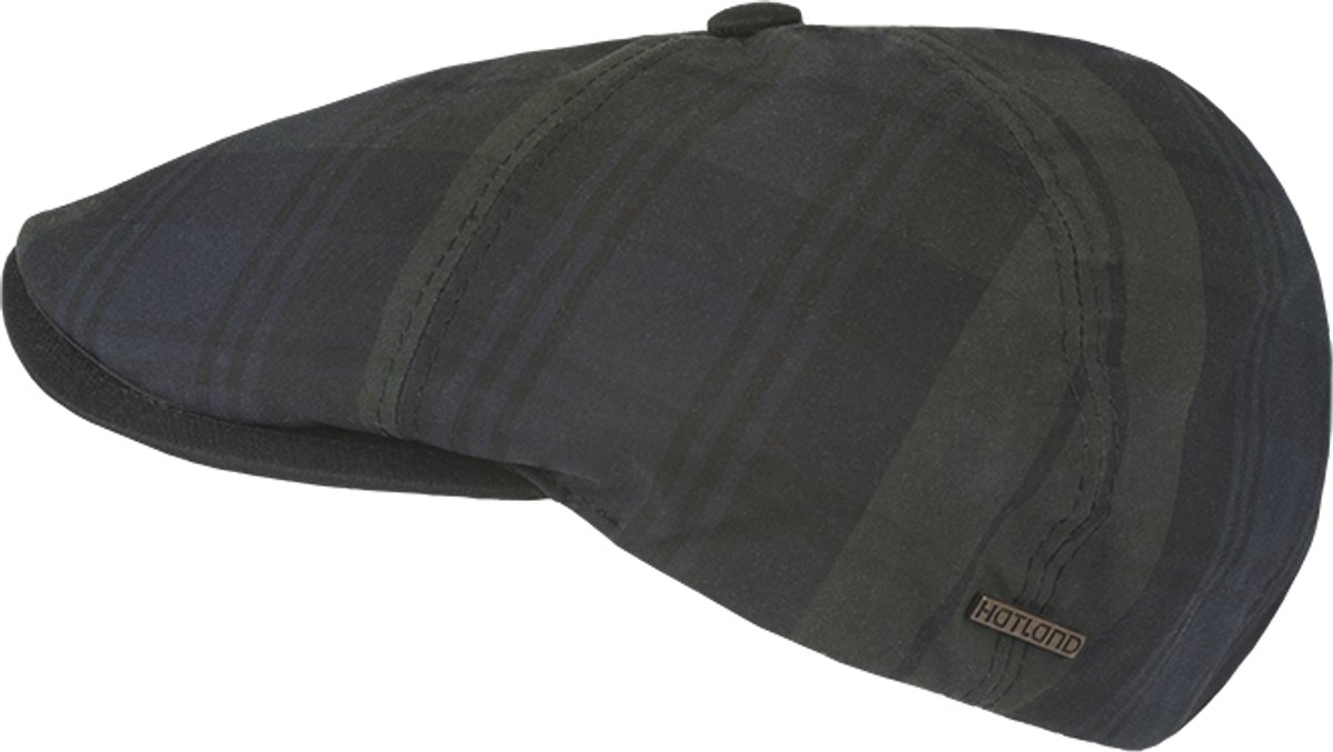 Damir - Katoenen wax flatcap - Marine blauw