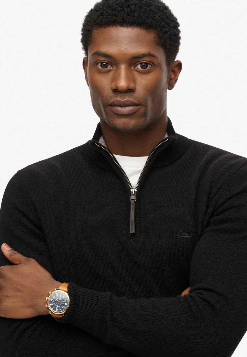 Superdry Wool Blend Half Zip Sweater Heren Zwart