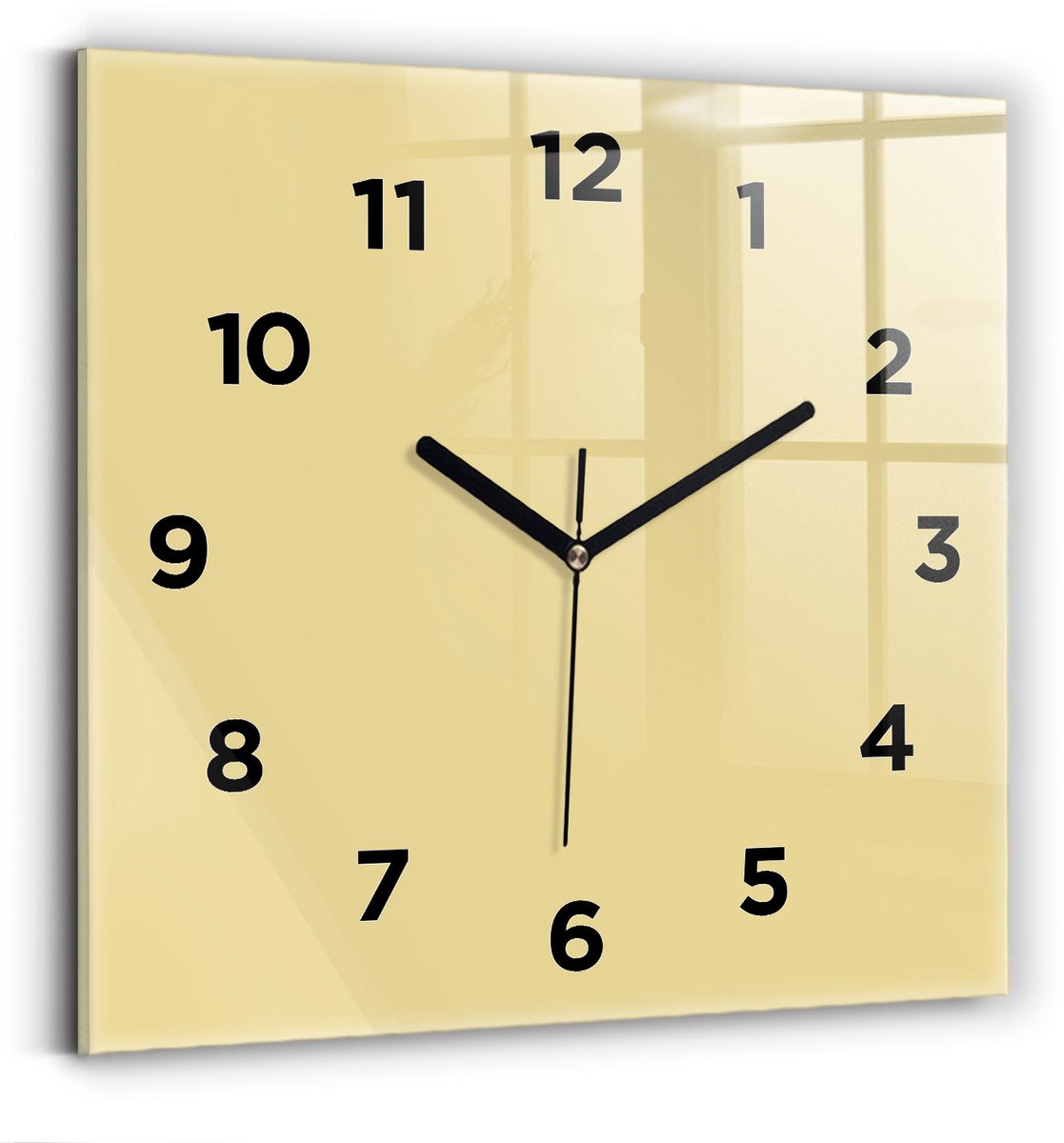 Wallfluent Wandklok - Romig Vierkante Glazen Klok - 30 cm x 30 cm - Romig Wandklok - Zwarte Handen - Wandklok Met Cijfers - Stille Wandklok Slaapkamer - Vierkante Glazen Wandklok - Industrieel Wandklok - Vierkante Glas Klok