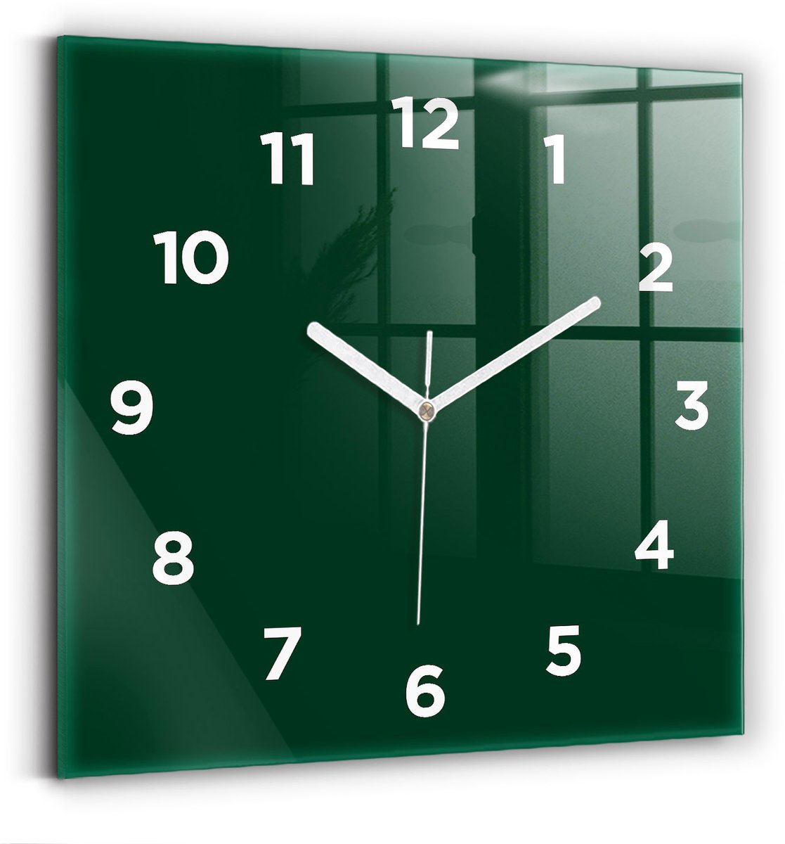 Wallfluent Wandklok - Groente Vierkante Glazen Wandklok - 30 cm x 30 cm - Groente Wandklok - Witte Handen - Wandklok Met Cijfers - Wandklok voor in de Keuken - Vierkante Glas Klok - Scandinavisch Wandklok - Vierkante Glazen Klok
