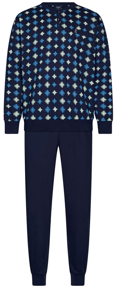 Robson Pyjama - Katoen - Knoopsluiting - Blauw - Maat 56