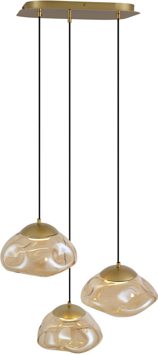 QAZQA gus - Hotel chique Hanglamp - 3 lichts - L 55 cm - Goud/messing - Woonkamer