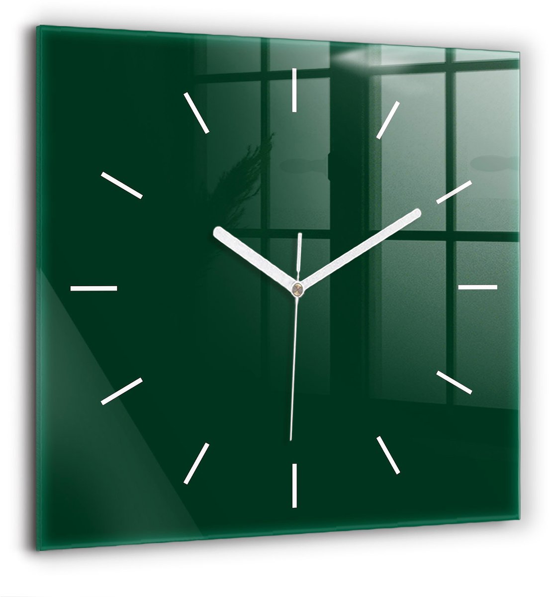 Wallfluent Wandklok - Groente Vierkante Glazen Wandklok - 60 cm x 60 cm - Groente Wandklok - Witte Handen - Wandklok Zonder Cijfers - Wandklok voor in de Keuken - Vierkante Glas Klok - Scandinavisch Wandklok - Vierkante Glazen Klok