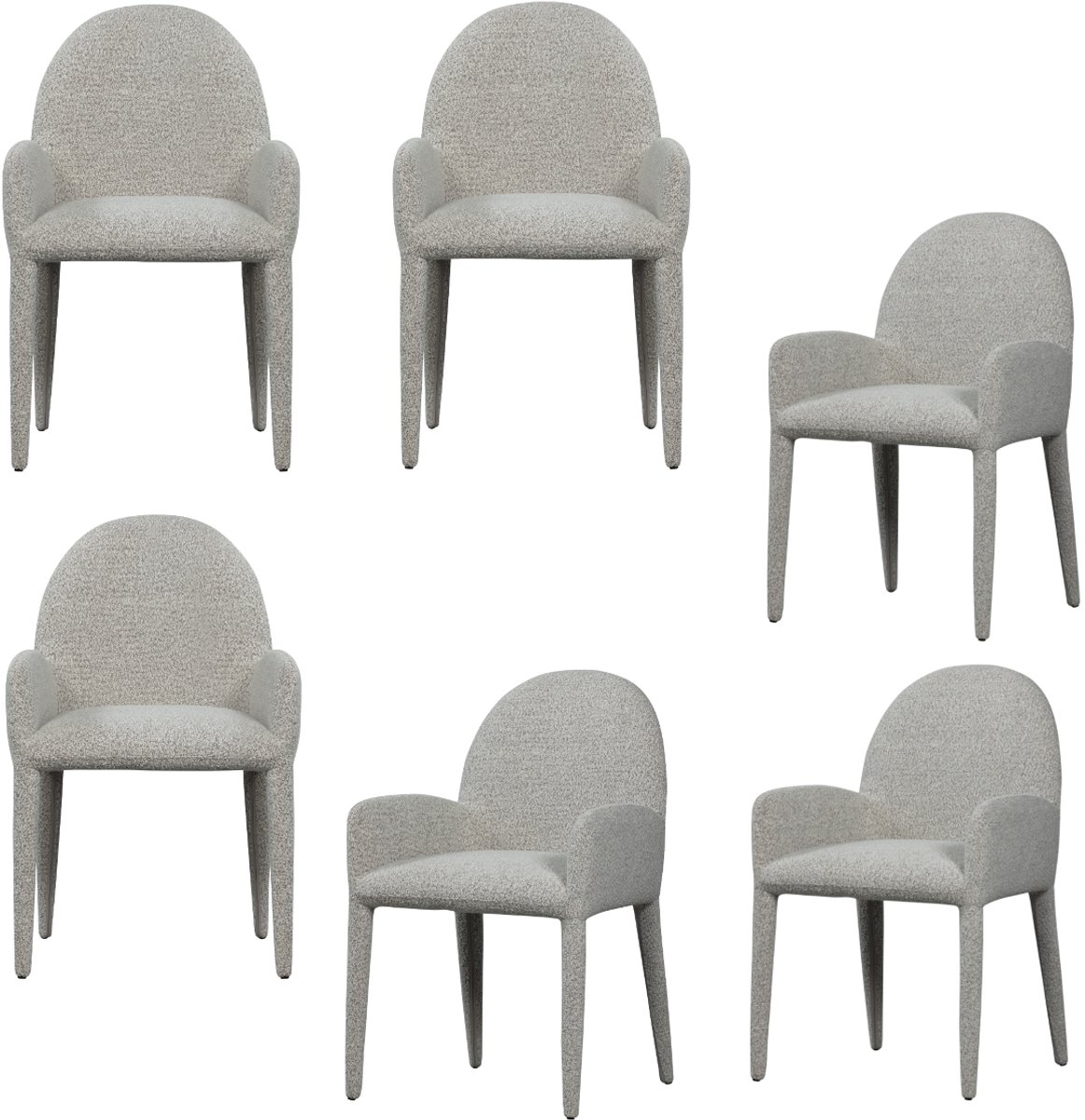 vtwonen Elegance Eetkamerstoelen - Polyester - Greige - Set van 6
