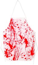 Bloedige schort voor mannen en vrouwen - Halloweenfeest, zombie, slager, cosplay, verkleedkleren, kostuum, horroraccessoire, perfect voor verkleedkleren en feesten, wit, rood, één maat