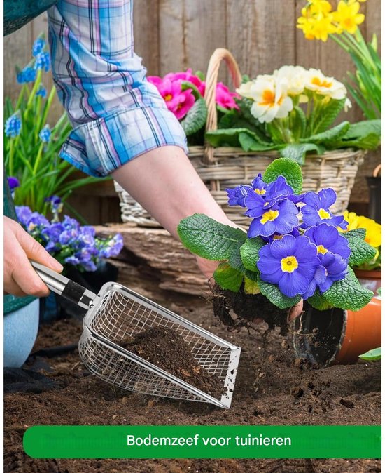 EXCITAT 2-pack - Tuinbodemzeef - Compostzeef - 3,8 mm maaswijdte - Geschikt voor zand, steen, aarde, compost, tuinieren van EXCITAT — afbeelding 4