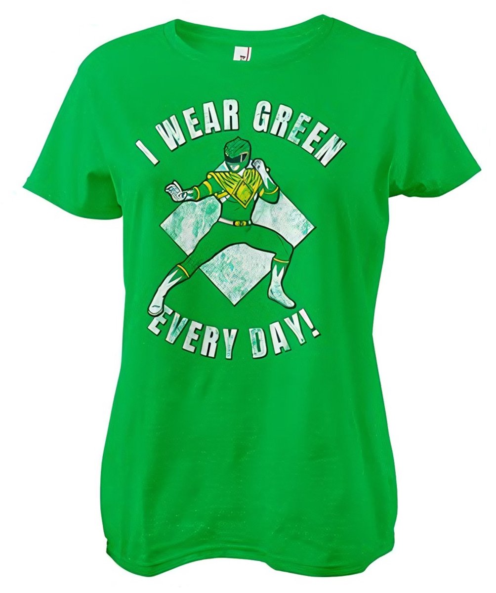 Power Rangers Dames I Wear Green Every Day Girly T-shirt