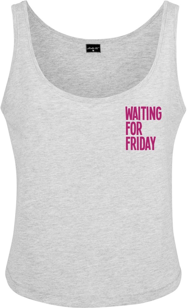 Mister Tee Ladies Waiting For Friday Box Tank heather Mouwloze top L Grijs
