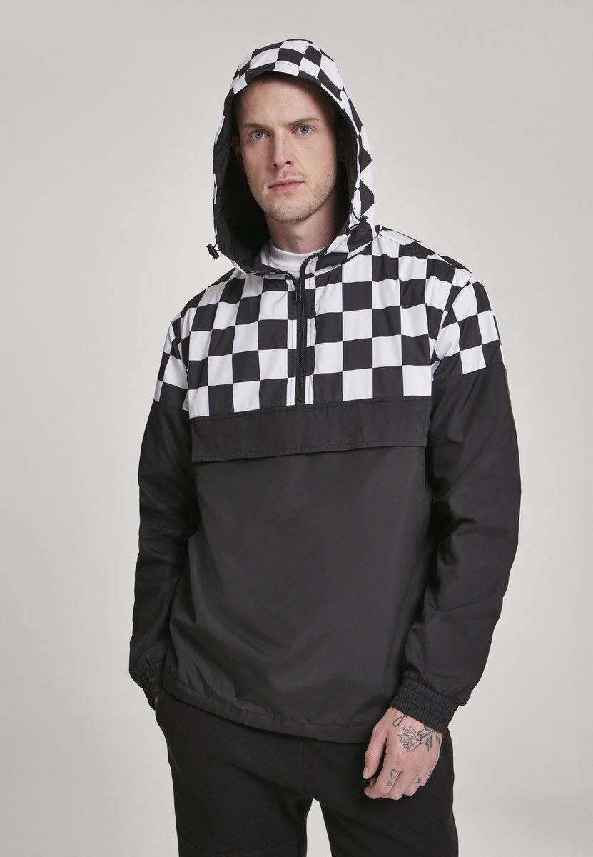 Urban Classics Check Pull Over Jacket L Zwart