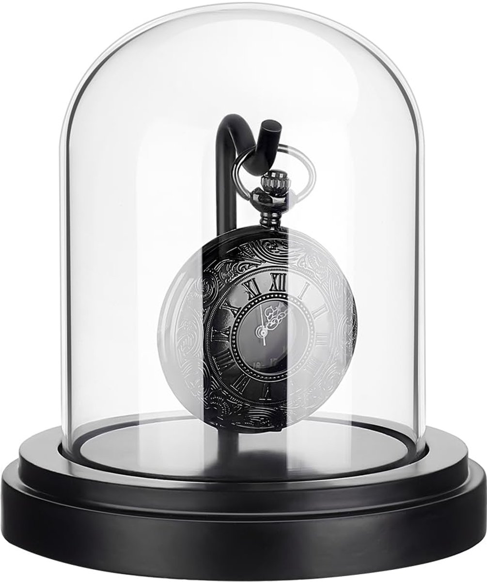3x4 inch Pocket Watch Display Case Watch Glass Display Dome Cloche, Father