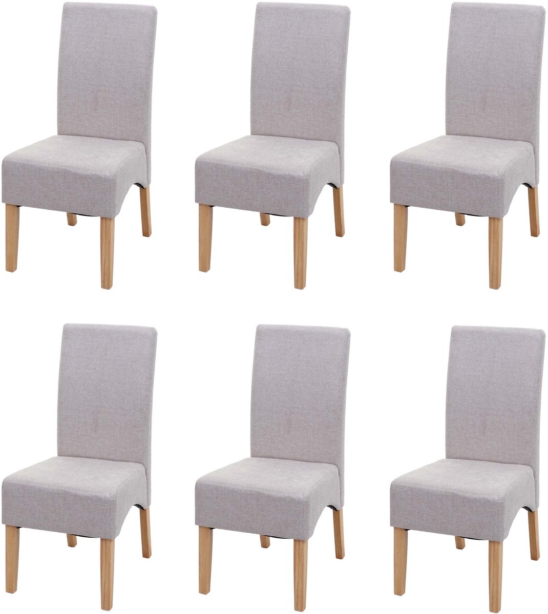 MCW Set van 6 Latina eetkamerstoelen, keukenstoel, stof/textiel MVG-gecertificeerd ~ crème beige, lichtgekleurde poten