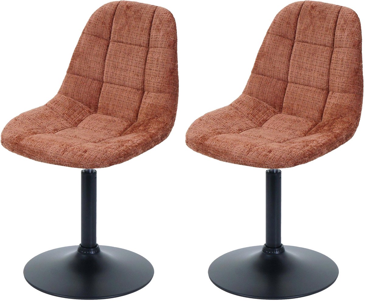MCW Set van 2 eetkamerstoelen MCW-A60, keukenstoel, draaistoel, staal, MVG, stof/textiel, chenille (465 g/m²) ~ terracotta