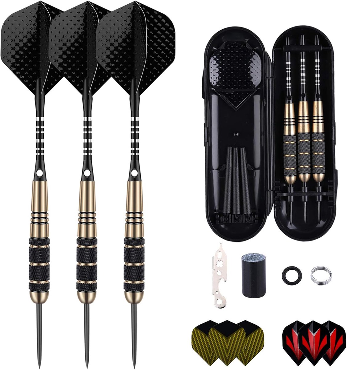 Set van 3 professionele dartpijlen met accessoires - 22g, 23g, 24g, 27g