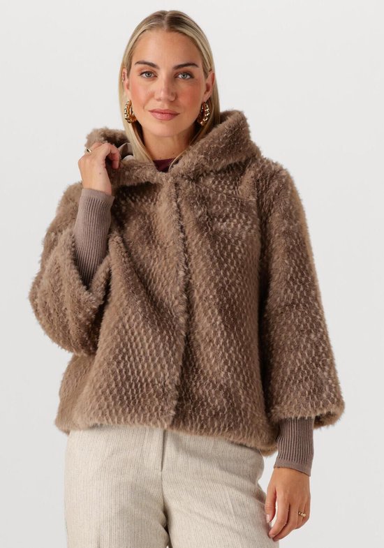 Vestes simples Wv-ita-ffur-25-3 pour femme - Manteau d'hiver - Marron - Taille XL