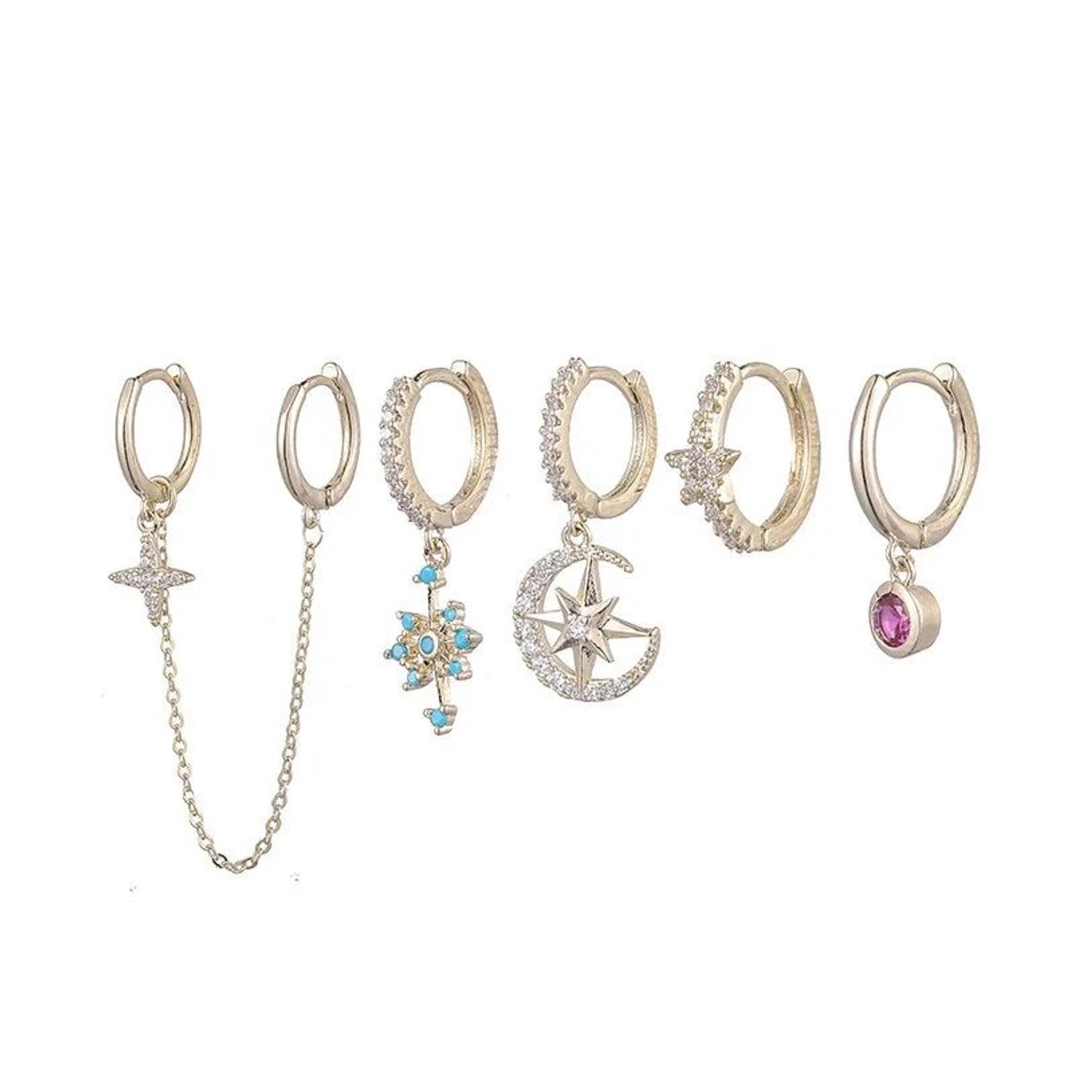 Aramat Jewels | Oorringen | Stijlvolle Dazzly Ears Oorbellen Set | | | |12mm | | | Verkleurd niet