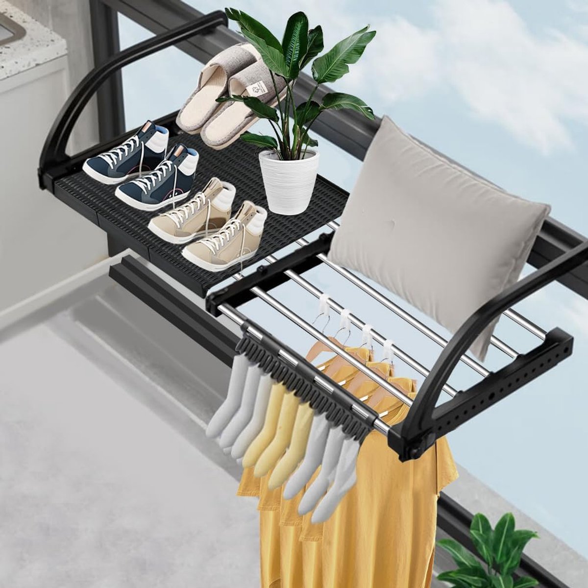 Uitschuifbare Radiator Kledinghanger - Ruimtebesparend Droogrek voor Kleding en Schoenen -