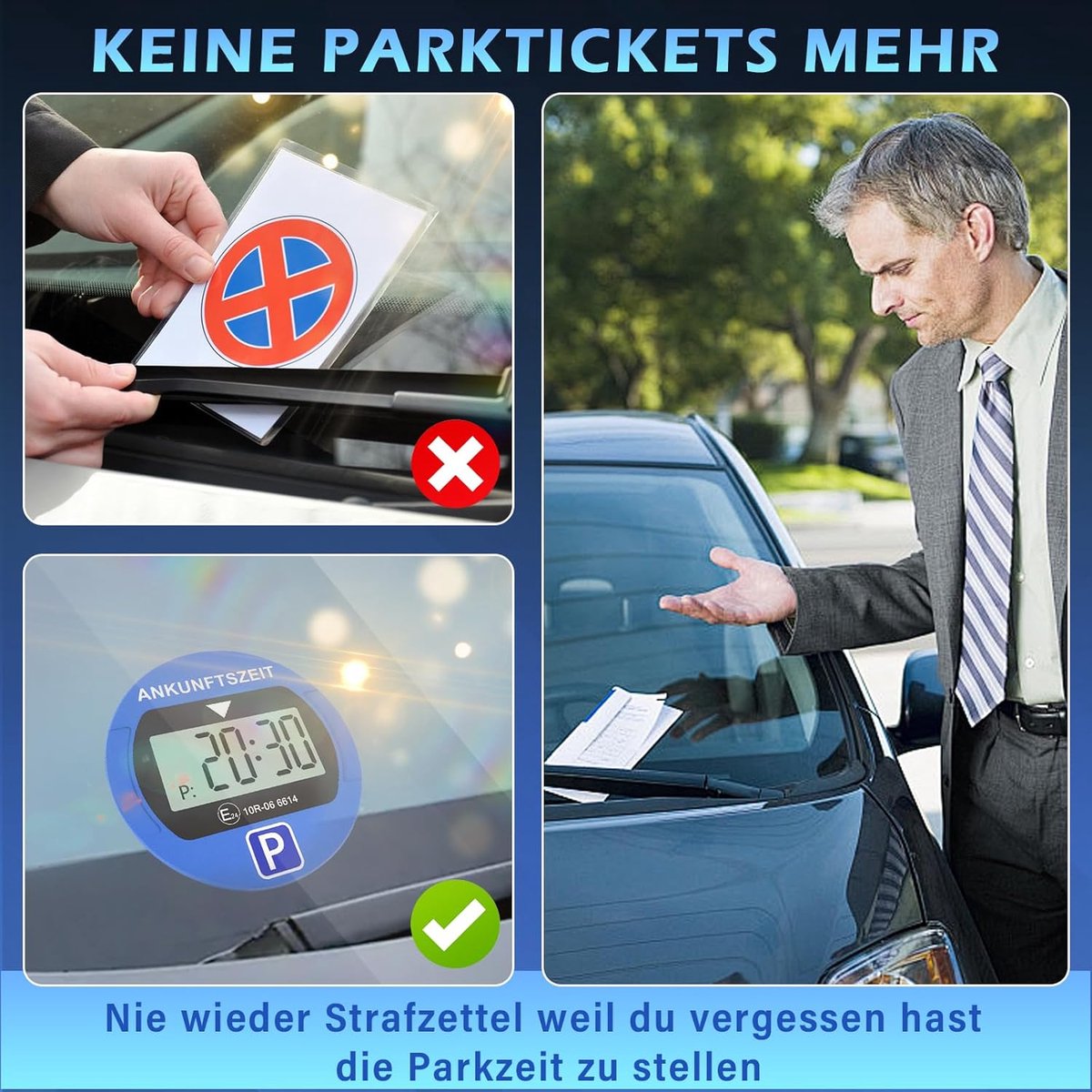 Wiltec digitale parkeerschijf met display, elektrisch blaue