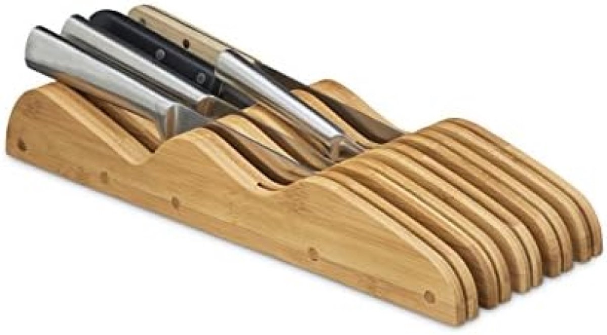 PromoHome Messenlade Organizer - Bamboe Opbergsysteem voor 9 Messen