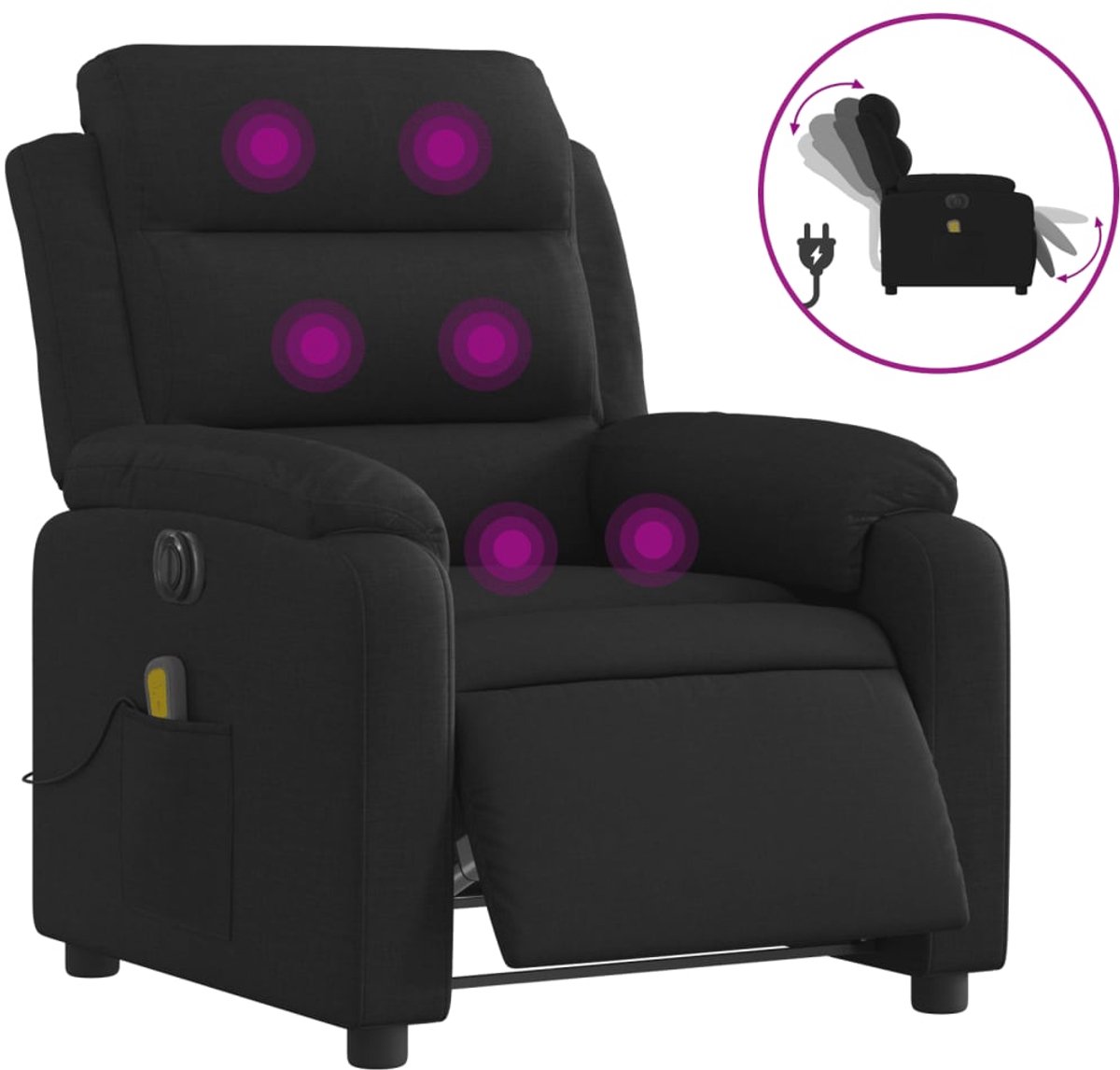 vidaXL Massagestoel - elektrisch - verstelbaar - stof - zwart