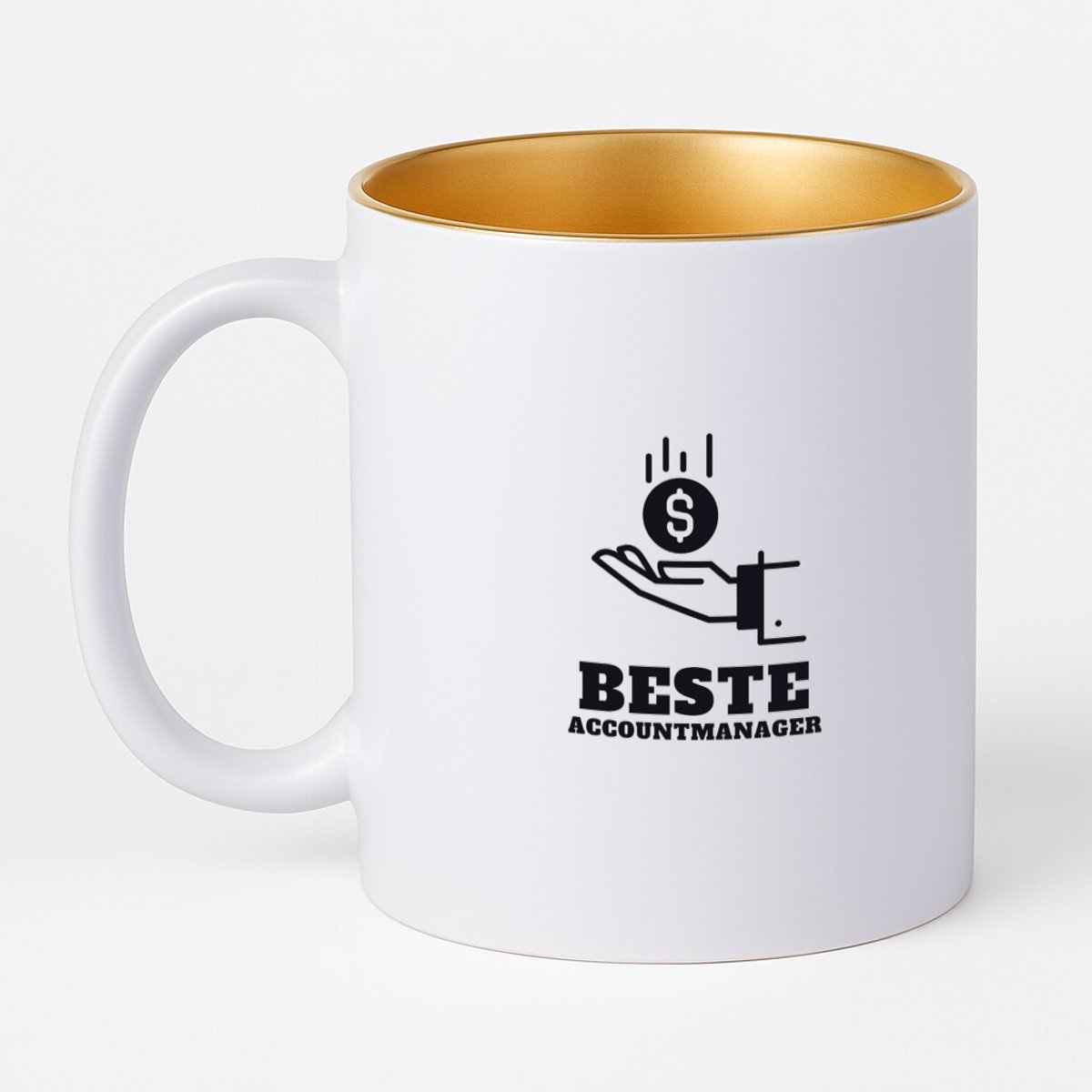 Hacebo® - Beste accountmanager koffiebeker met goud kleurige binnenkant - Beste accountmanager - collega - thee mok - koffie beker - welkom - afscheid - koffiemok - 330 ML