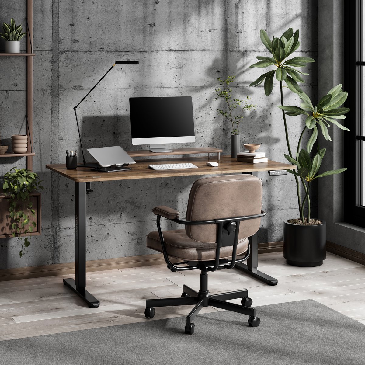 Eve SENSE7 NOJO LIGHT - Zit Sta Bureau - 140 cm x 70 cm - Elektrisch bureau - Verstelbare bureau - Elektrische Hoogteverstelling, Hoogte 72-118 cm, Intelligent Bedieningspaneel, Donkerbruin