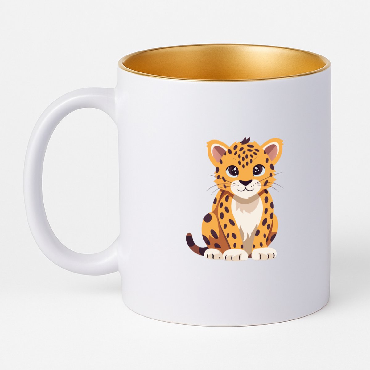 Hacebo® - Panter koffiebeker met goud kleurige binnenkant - Katten - Dieren liefhebbers - thee mok - koffie beker - Jaguar - jachtluipaard - cheeta - koffiemok - 330 ML
