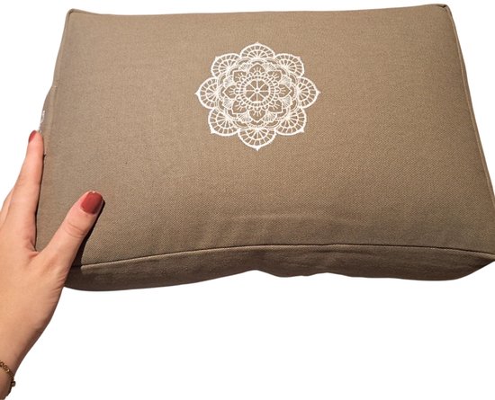 YogaStyles meditatiekussen - mini bolster design Rechthoek - grijs met Mandala van YogaStyles — afbeelding 4