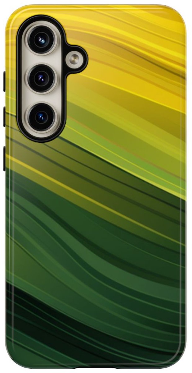 Groen-Geel Golvenpatroon – Telefoonhoesje Geschikt voor Samsung Galaxy S24